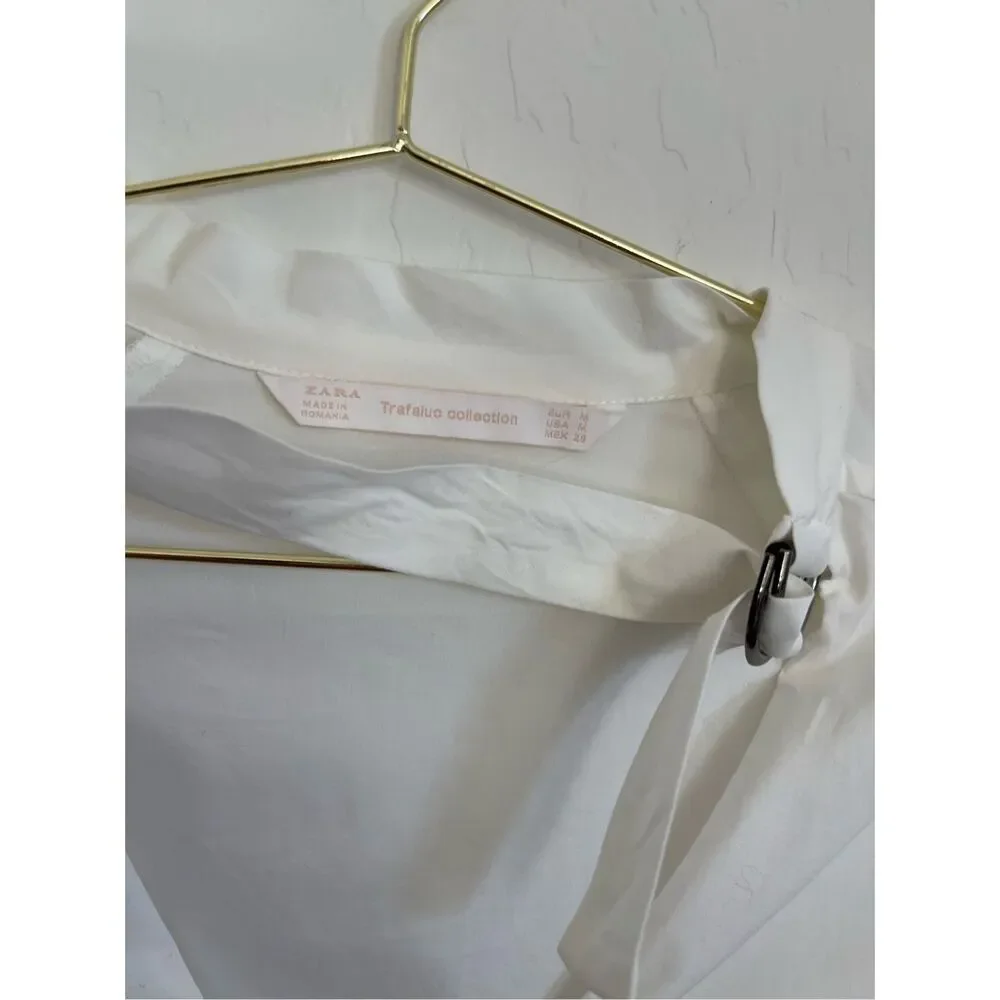 ZARA White Puff Sleeve Blouse Size Medium